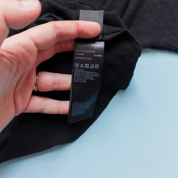 All Saints Washed Black Open Shoulder Long Sleeve Tunic Top Size XSmall - Picture 8 of 10